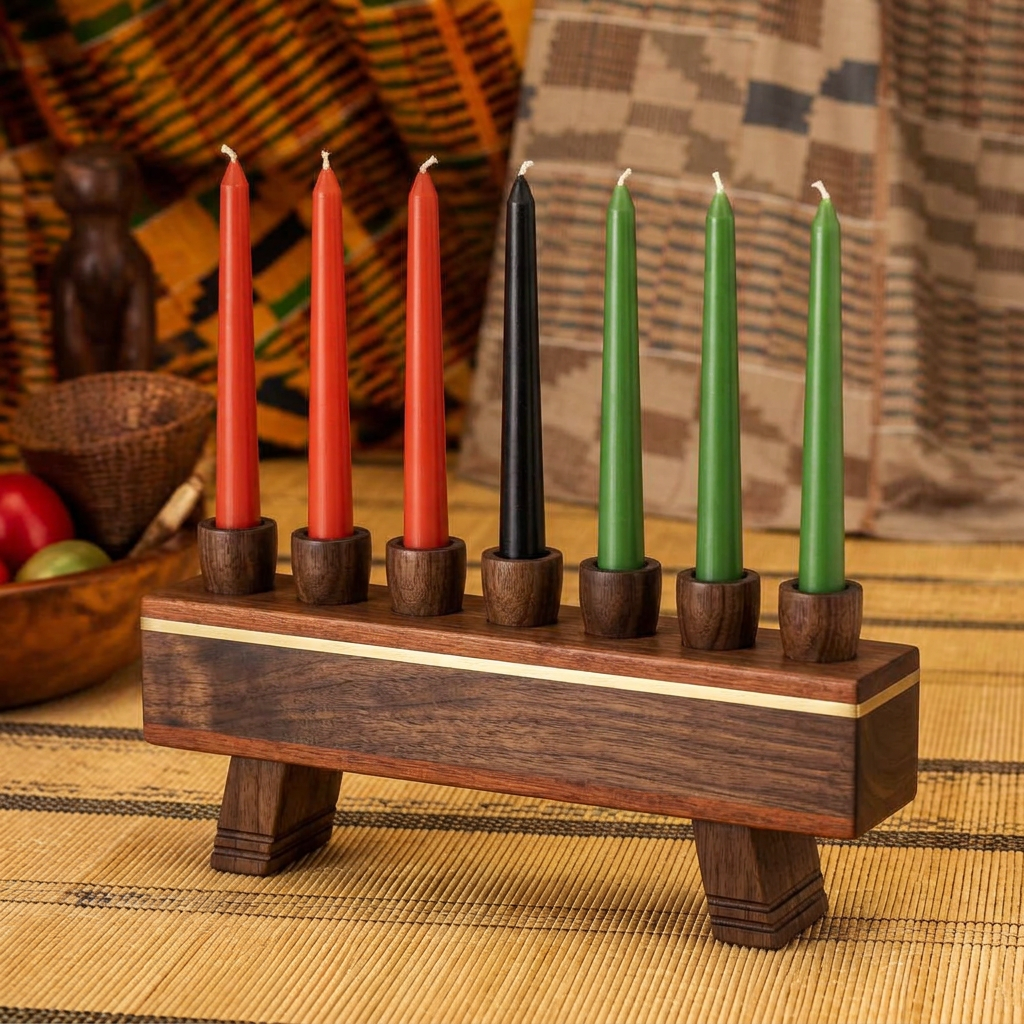 Unity Kinara — Black walnut · Mahogany · Solid brass band