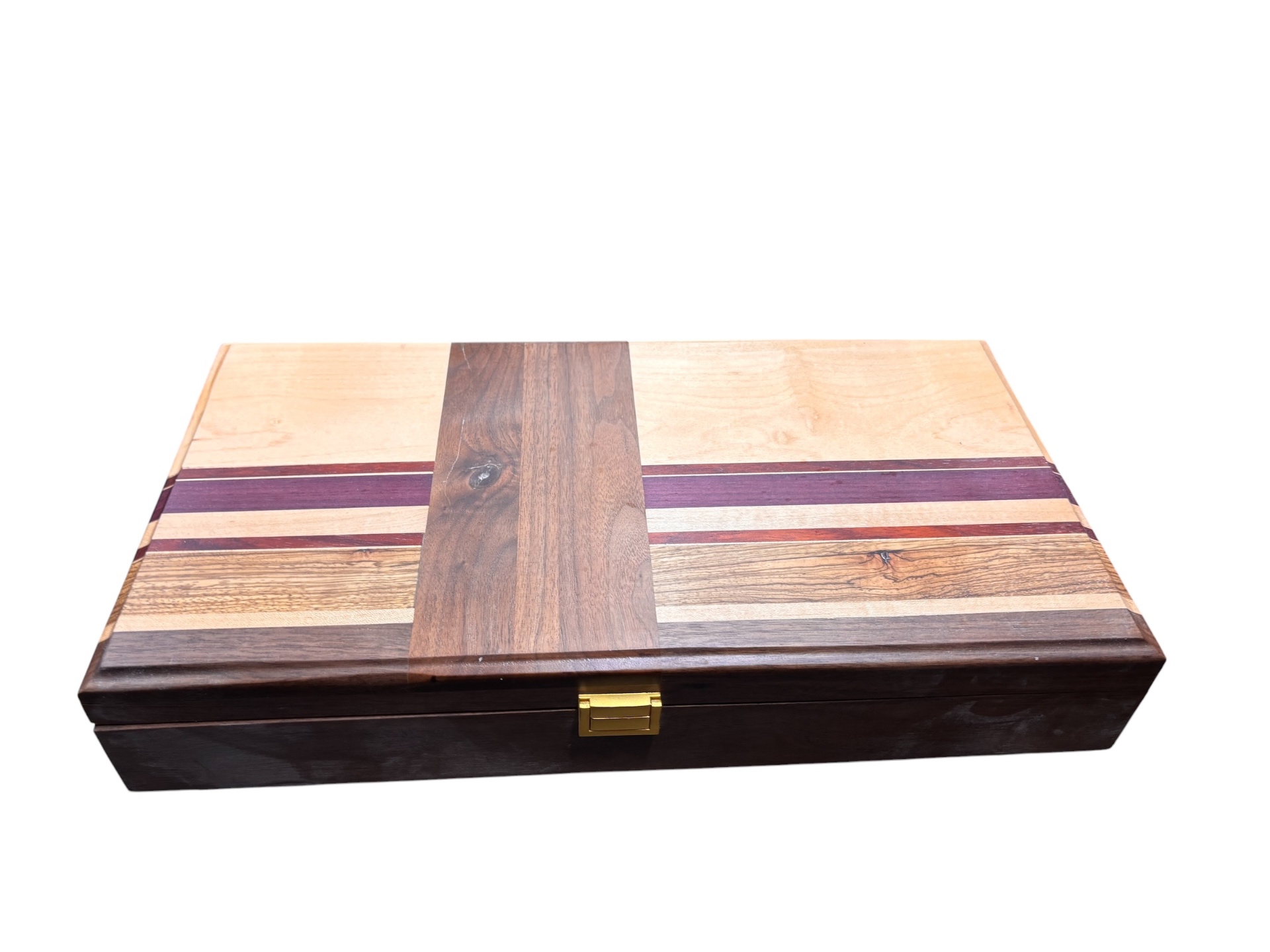 Dining Room Silverware Box — Black walnut · Maple accents · Solid brass hardware