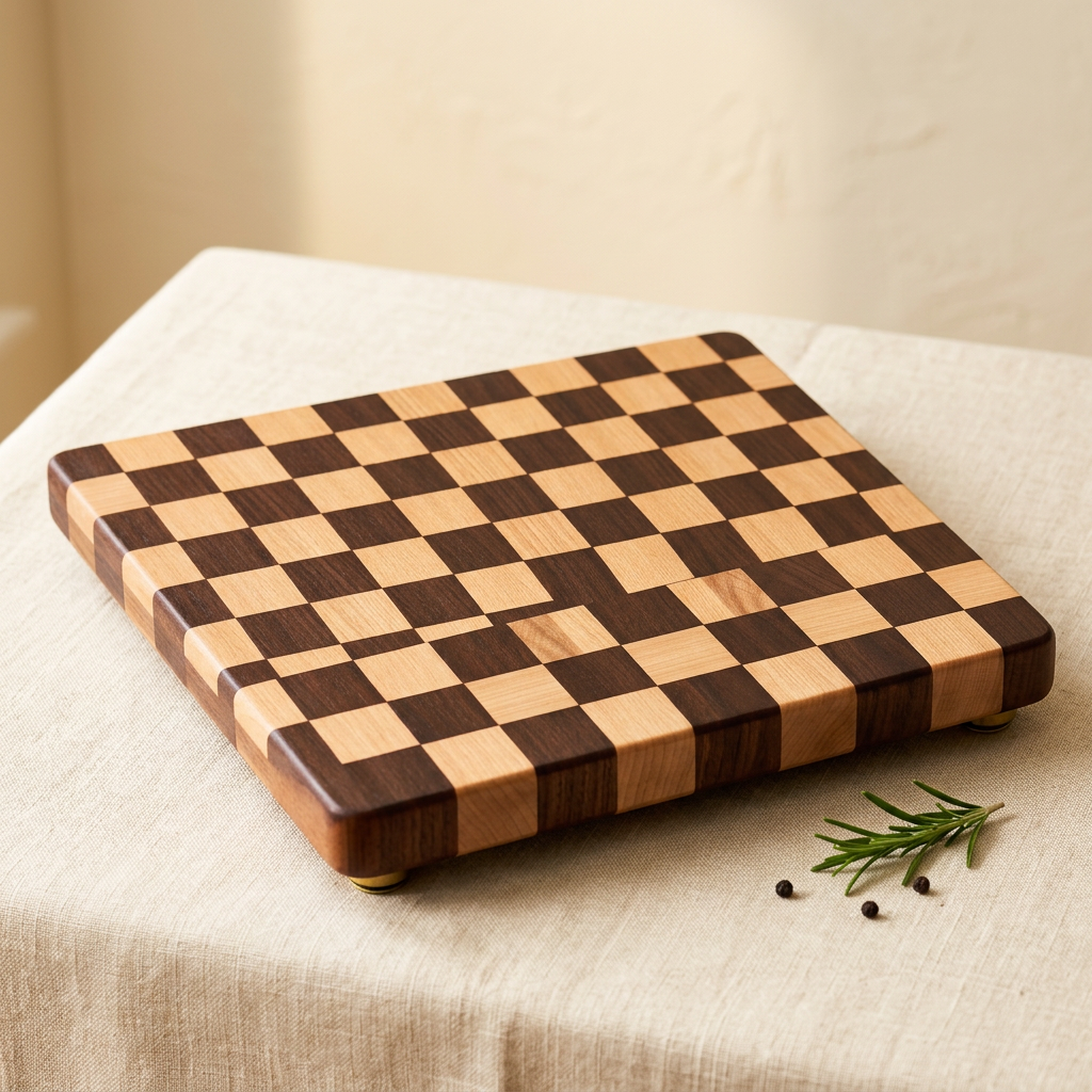 Checkerboard Cutting Board — Black walnut · Hard maple · Food-safe oil and beeswax