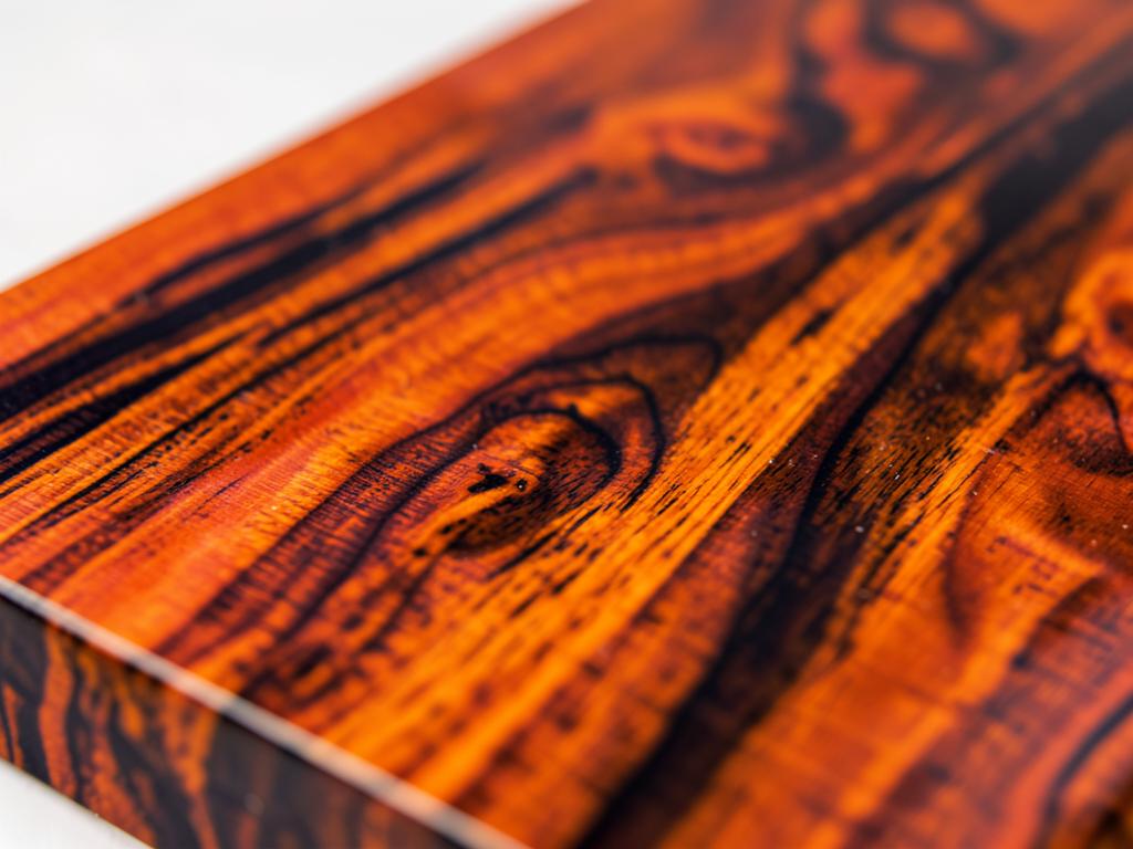 Close-up of Cocobolo hardwood grain