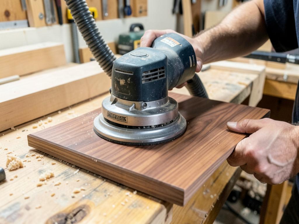 Random orbit sander — step 18 of building the Counter Bread Box